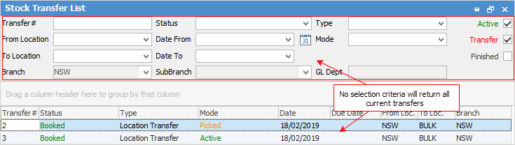 create stock tsfr list