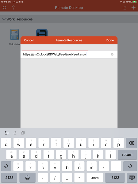 enter url on ipad