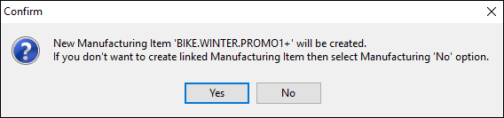 confirm mfg item