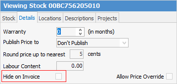 hide on invoice