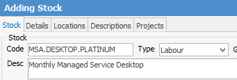 ms billing stock code