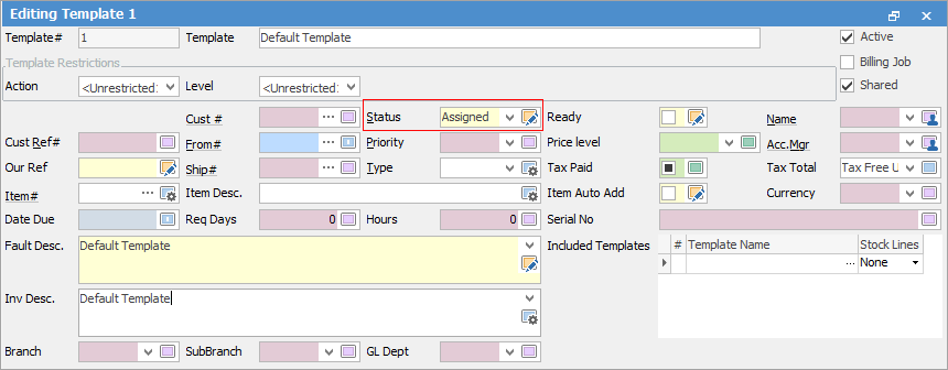 mps default assigned template