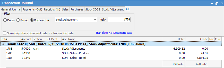 COGS adjustment