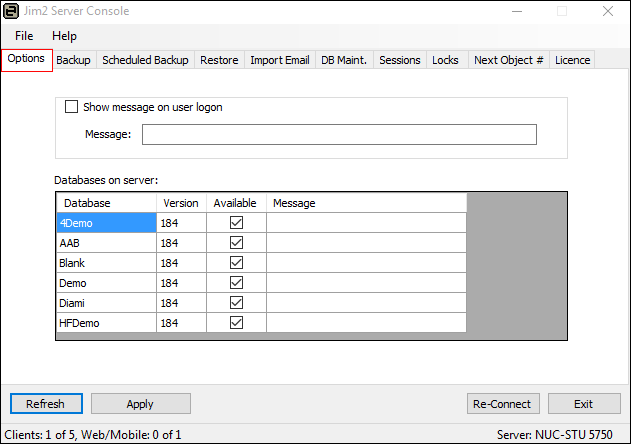 server options