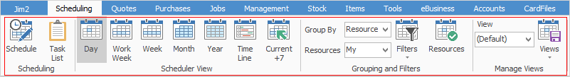 schedule in ribbon