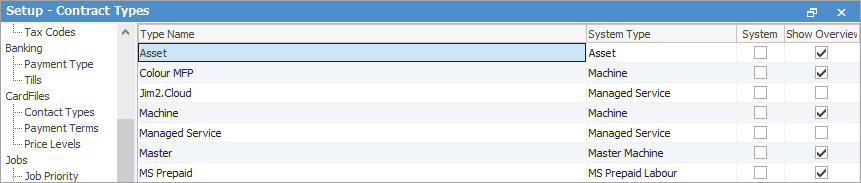 machine setup option