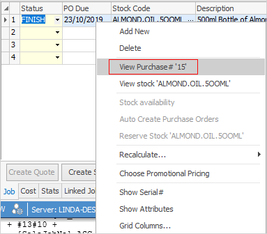 rc view po on mfg job