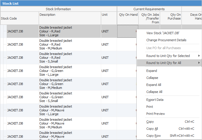 round to unit measure procure