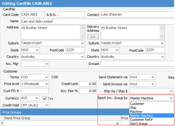 batch invoice by master