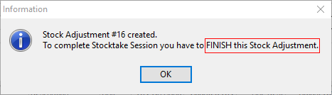 stocktake finish