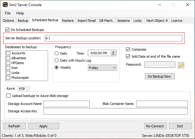 server backup location