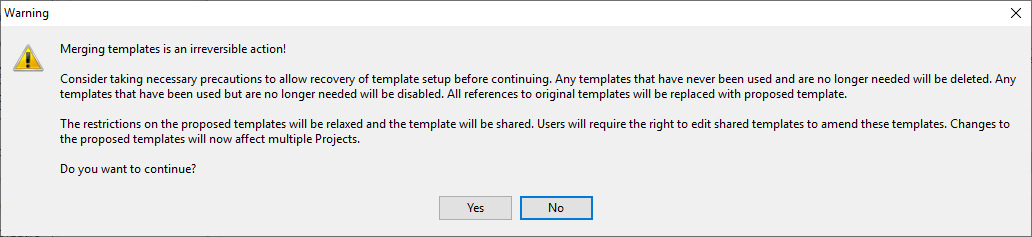 merge template warning
