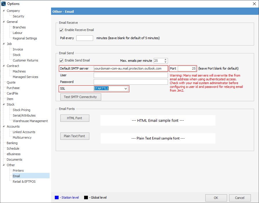 smtp for office 365