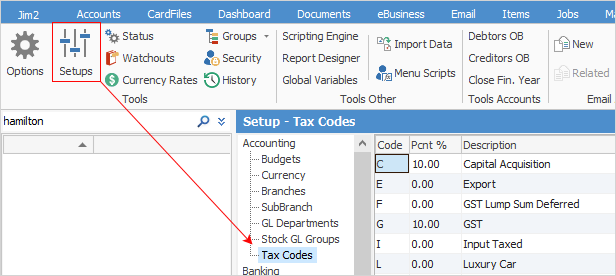 taxcodesetup