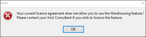 Warehouselicenceerror