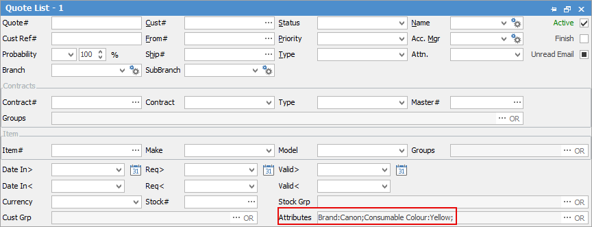 AttributesInQuoteList