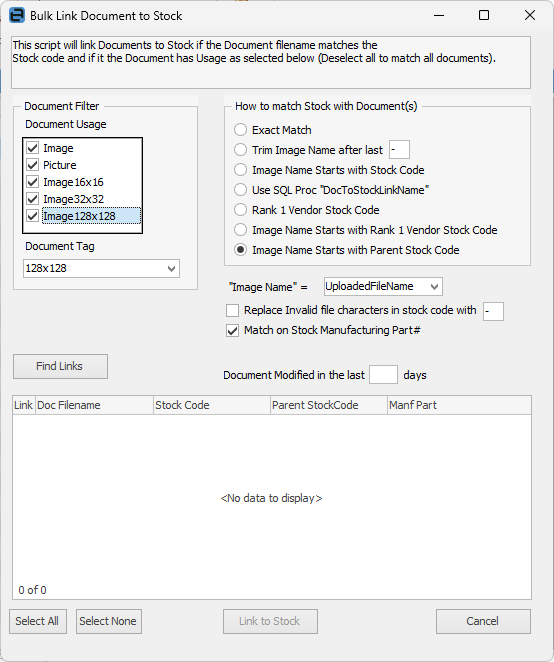 bulklinkdocumenttostock