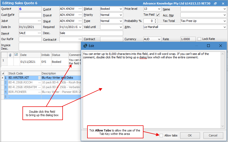 DoubleClickCommentsInQuote