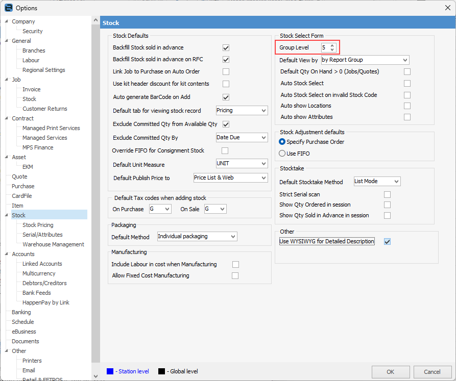 optionsstockgrouplevel
