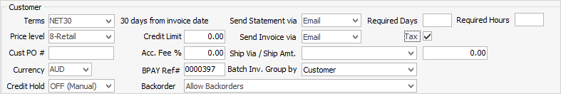 customer tab on cardfile