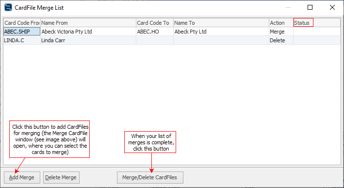 merge cardfile plate