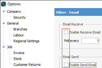 untick enable email
