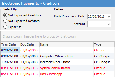 electronic payments creditors