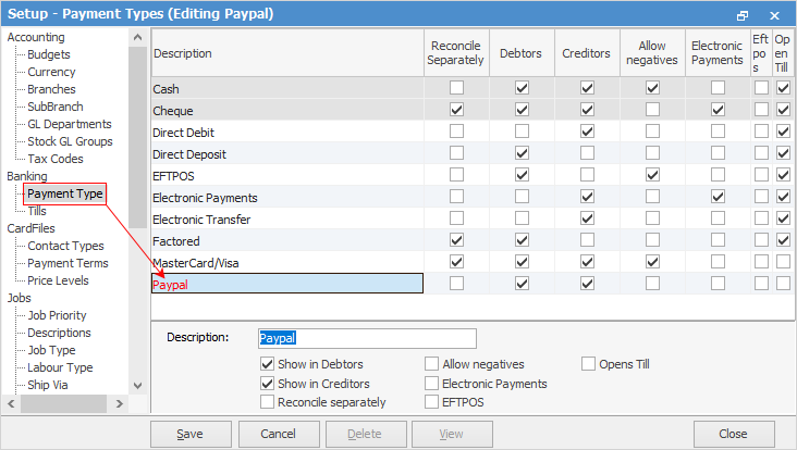 Paypal payment type