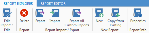 report designer toolbar