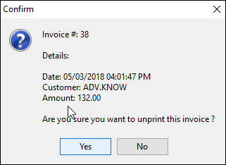 unprint invoice warning