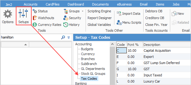 taxcodesetup